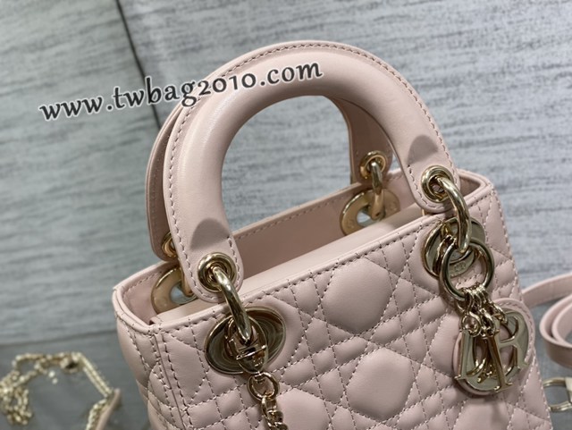 Dior专柜新款Lady女包迪奥顶级原单三格胭脂粉色Classic Lady戴妃包 djfk1219